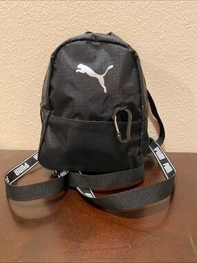 PUMA Black Mini Backpack Sporty Nylon with Logo Straps